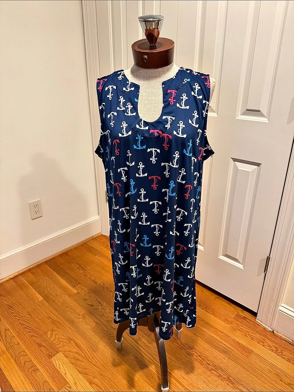 Escapada Living Anchor Print Dress Blue XL Like New